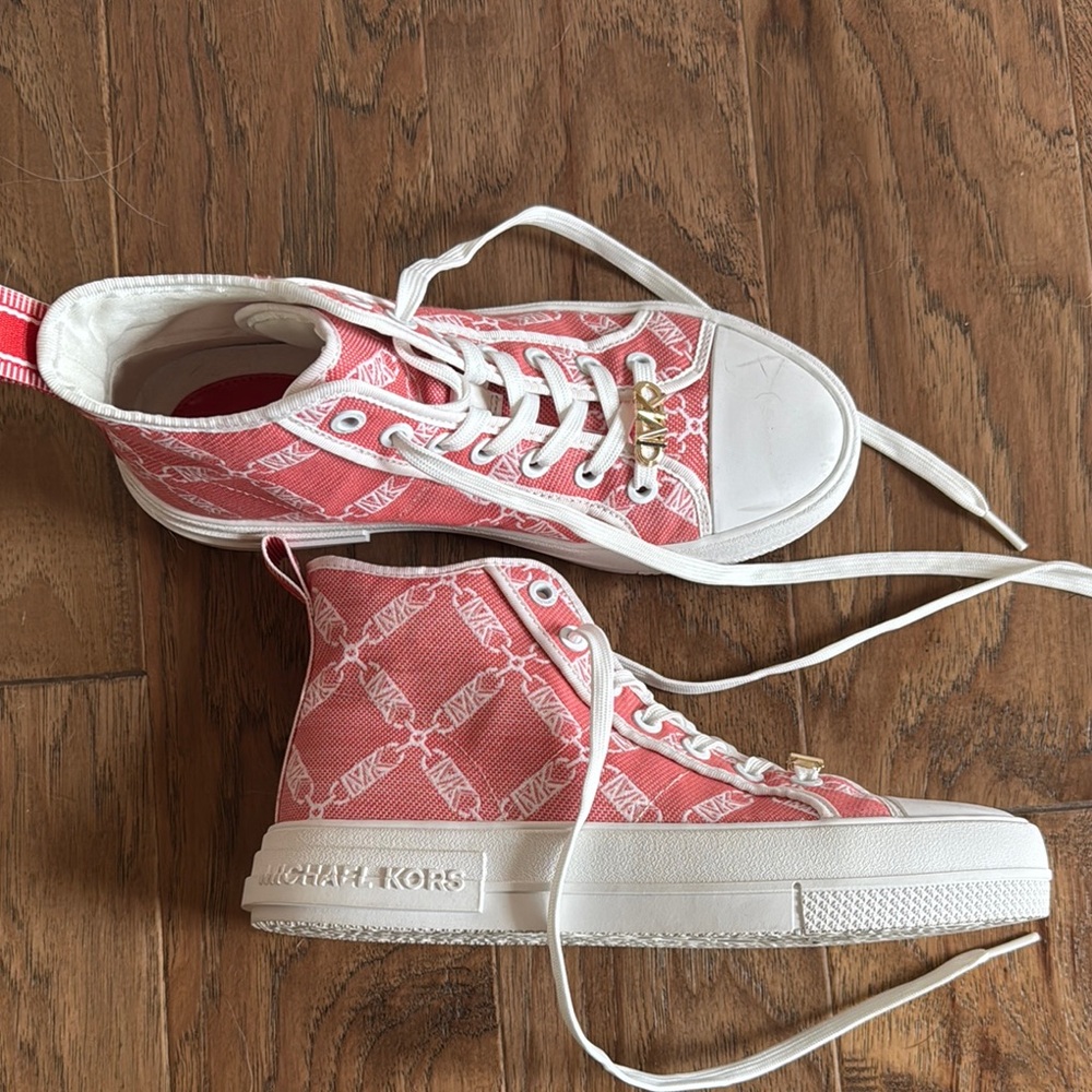 Michael Kors Pink and White High-Top Sneakers